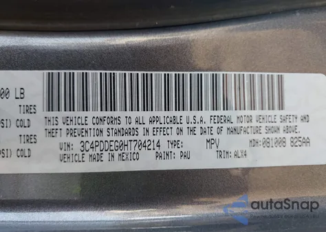 2017 Dodge Journey Gt Awd z USA, uszkodzony, nr VIN 3C4PDDEG0HT704214